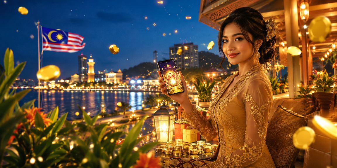 Pengguna kasino mudah alih berbaju kebaya di Malaysia mengakses promosi terkini fm12