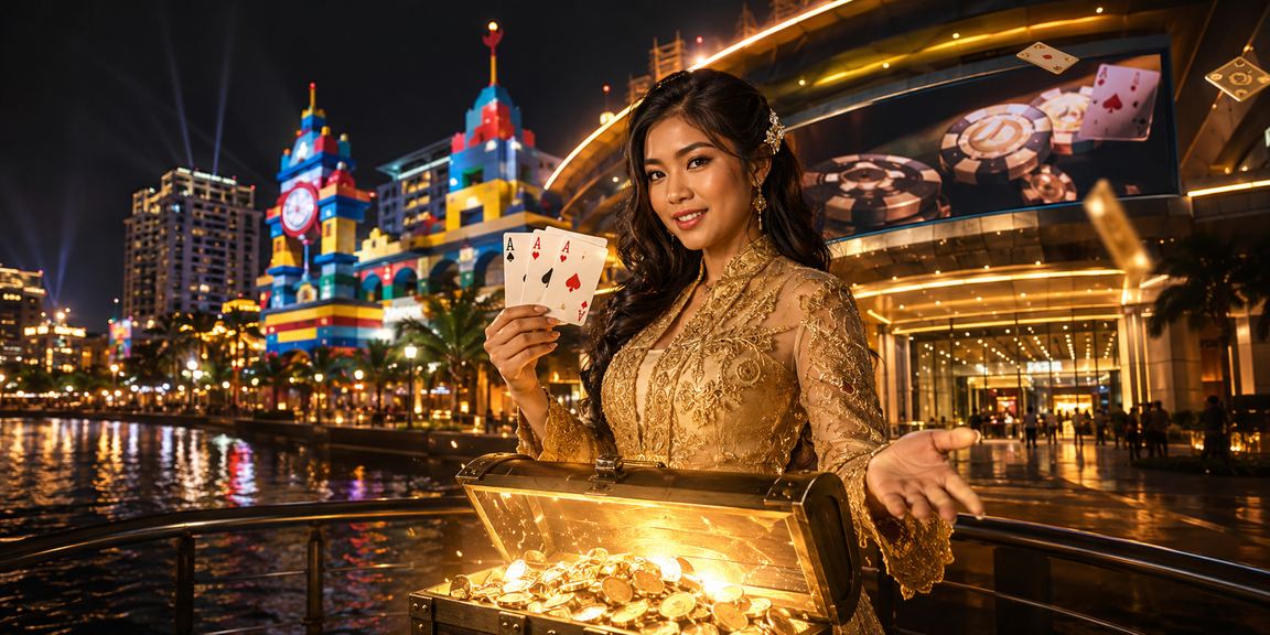 Permainan poker Malaysia dengan pemain berbaju kebaya dalam suasana meriah